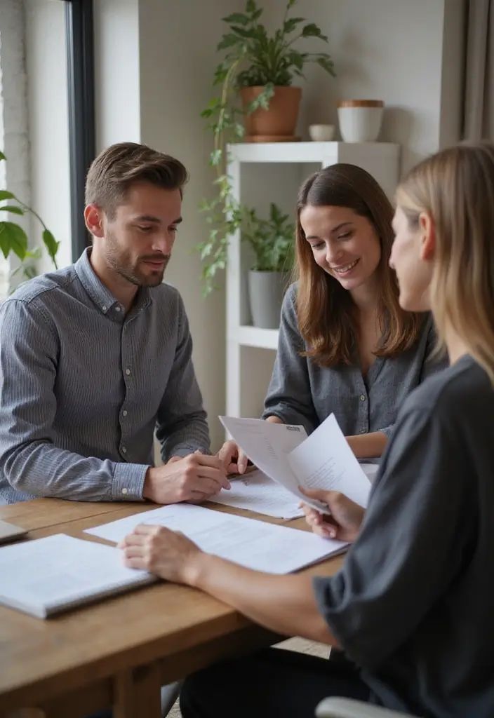 A Surety Bonds Experts specialist reviewing bond documents with two clients